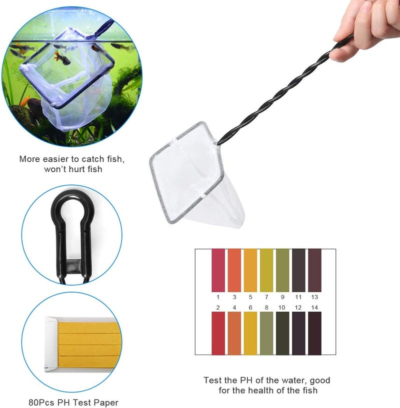 Liveek Extra Long Aquarium Aquascaping Tools Kit 8 in 1, Stainless Steel Aquarium Plant Tools Long Fish Tank Aquascape Tweezers Scissors Scrapers, PH Paper, Fish Net, Aquascape Clean Brush, Bag - Image 5
